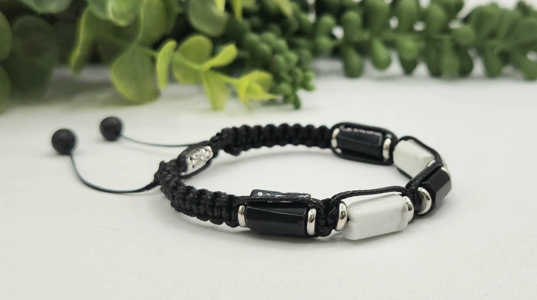 Men’s Calm & Protection Bracelet – Black Tourmaline & Howlite