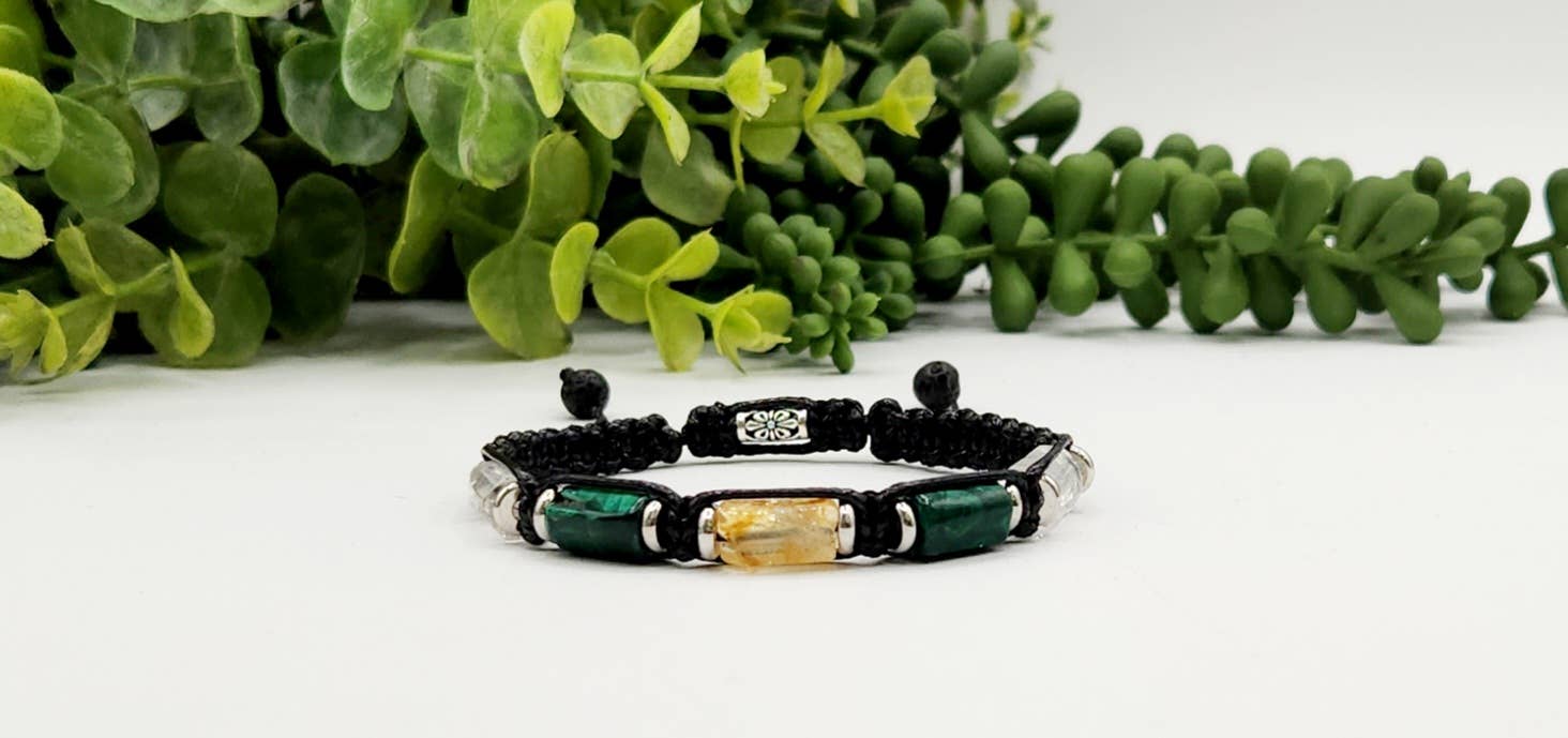 Men’s Transformation Bracelet – Clear Quartz, Malachite & Citrine