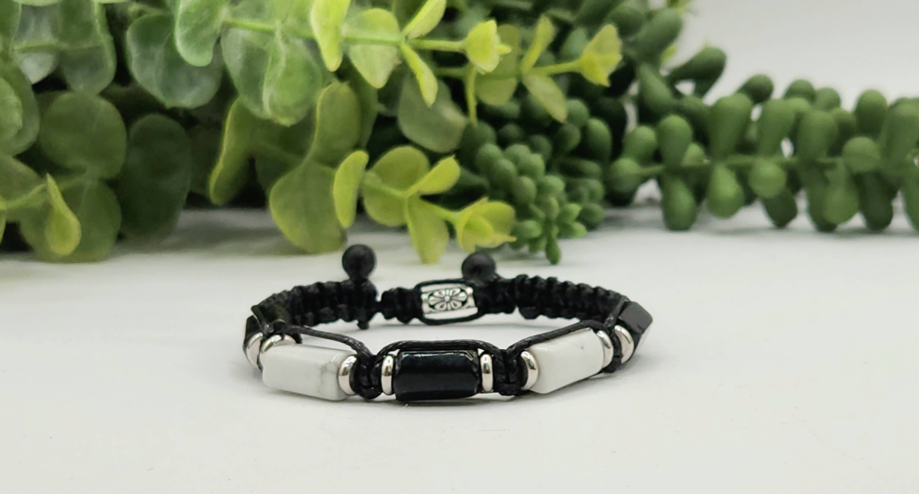 Men’s Calm & Protection Bracelet – Black Tourmaline & Howlite
