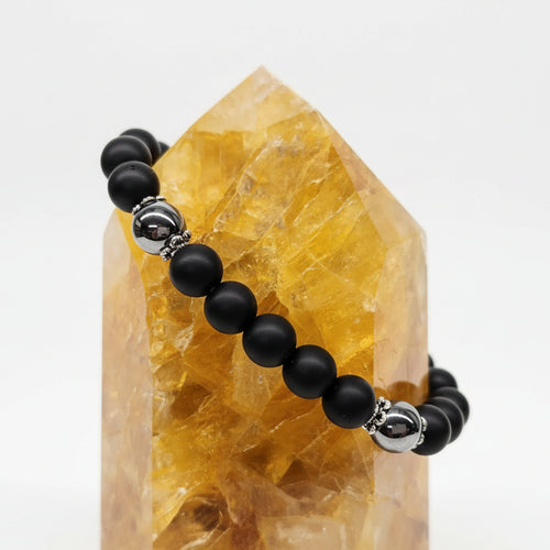 Obsidian & Hematite - 8mm