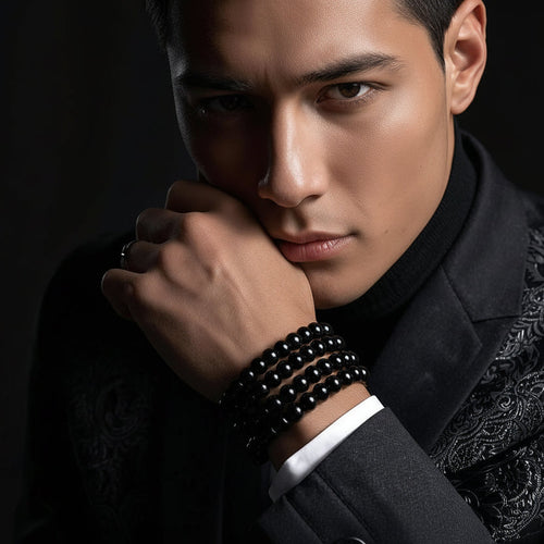 Black Obsidian Power Bead Bracelet – 8mm Natural Stone (Men’s)